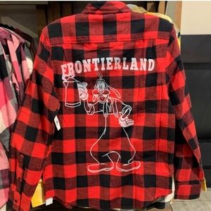 DisneyParks Frontierland Goofy Plaid Shirt L NWT